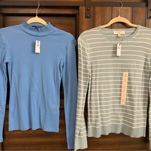 NWT Banana Republic Blue and Striped Lightweight Knit Sweater Set